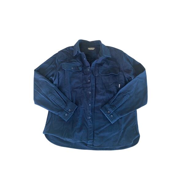 Eddie Bauer Button Front Long Sleeve Mens M chamois Dark Blue Flannel Shirt - Picture 1 of 8